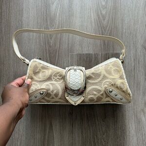 XOXO Beige and Cream Shoulder Bag with Silver Accents